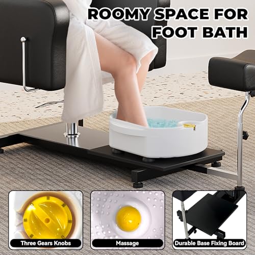 360 Swivel Hydraulic Pedi Chair with Stool, Footrest & Massage Foot Basin, Height Adjustable Pedicure Unit Station, Reclining Pedicure Chair for Foot Bath Pedicure Chairs, Beauty Spa Salon, Black - Thumbnail 5
