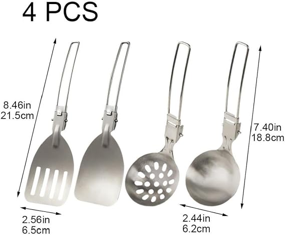Camping Cooking Set Folding Camping Cookware Tools Travel Set Rice Shovel Frying Pan Shovel Soup Spoon Slotted Spoon 4pcs/set