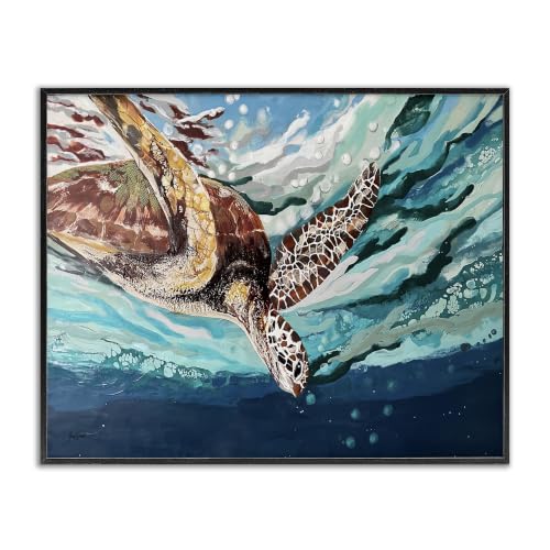 Sea Turtle Ocean Dive, 16 x 20 Inch Framed Giclée Print