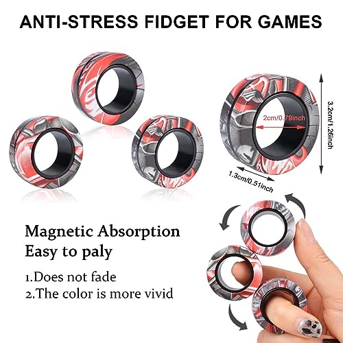 BCBF 3 Stücke Anti Stress Fidget Toys,Magnetische Ringe Fidget Toys,Adhs Magische Fingerring Spielzeug Sets,Fidget Magnet Ringe Pack Tolles Geschenk Für Erwachsene Teenager Kinder,Stress Erwachsene（B）