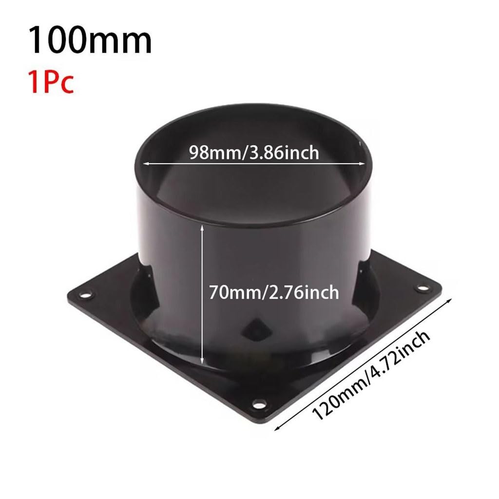 1 connettore a flangia inferiore quadrato nero in ABS resistente, multi-dimensioni 75/100/120/150 mm, adattatore di ingresso e uscita (150 mm)
