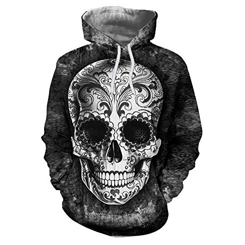 Sweat à capuche gris crâne pour enfants pull imprimé 3D avec poches 4-16 ans