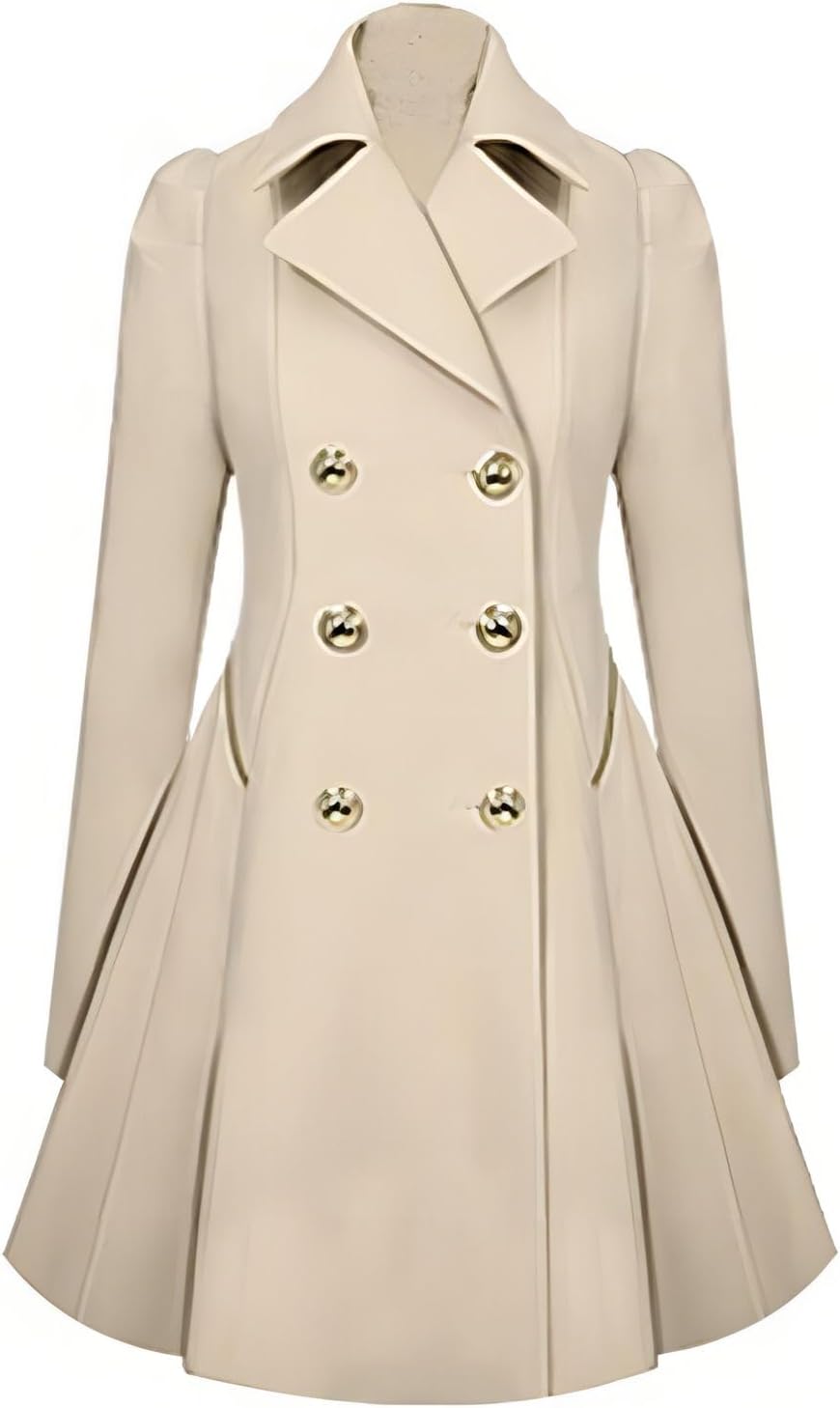 Women's Long Sleeve Coat Double Breasted Trenchcoat Winter Soft Fashion Cute Ruched Fitted Trench Coats