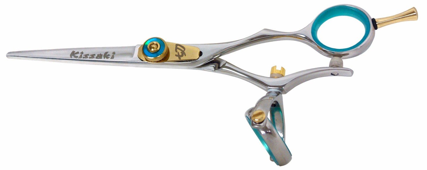 Kissaki Hair Scissors Gokatana 5.5 inches Silver B Double Swivel Hair Cutting Shears Hairdressing Scissors