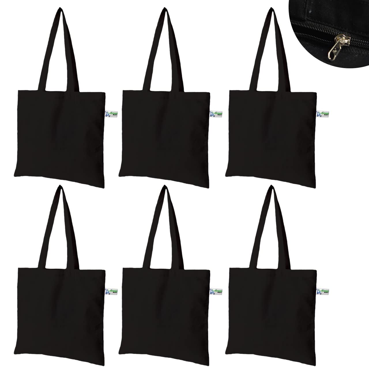 VantageKartBlack Cotton Tote Bags – Eco-Friendly Reusable Bags for Art Workshops, Schools, DIY Embroidery, Printing, Shopping & Corporate Gifts