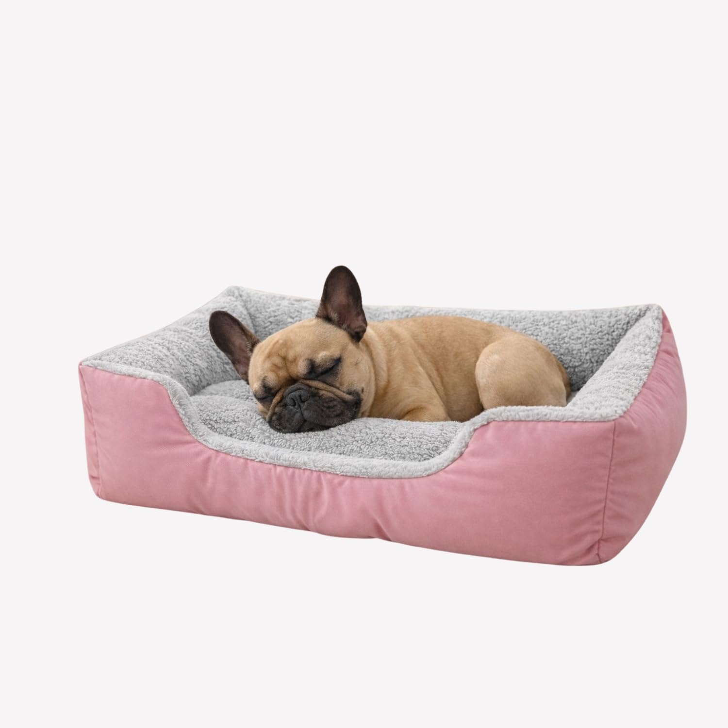 Dazzle Collection Dog Bed 100% Polyester Fleece Lined Fibre Filled Dog Sofa Bed basket for Head, Neck & Spine Support, Super Soft Rectangle Pet Bed Non-Slip Bottom (Blush, 105x80x18cm)