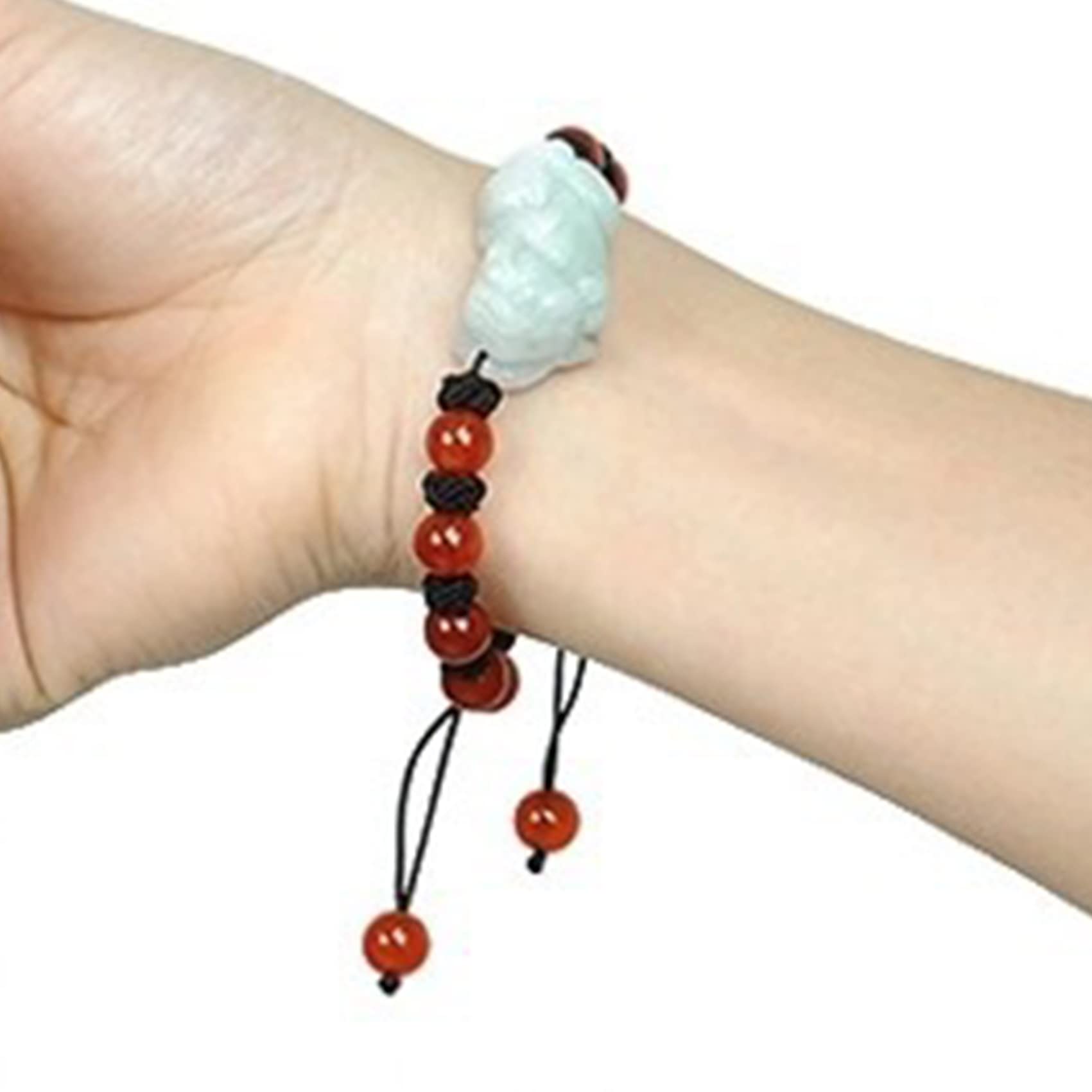 Feng Shui Pi Yao para Mujeres y Hombres, Amuleto de la Suerte, Pulsera de Hilo Rojo con Piedras Preciosas de Jade Chino, A