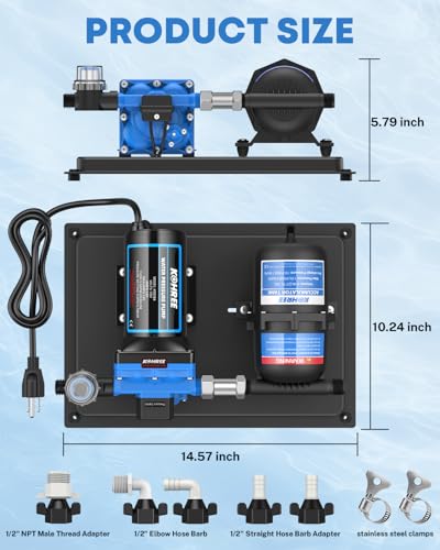 Image of Kohree RV Water Pump 110V AC 5.5GPM 55PSI and 0.75L 125PSI Pre-Pressurized Accumulator Tank, Quiet Water Transfer Pump and Accumulator Tank System for Home Use, RV, Boat, Kitchen, Bathroom, Irrigation