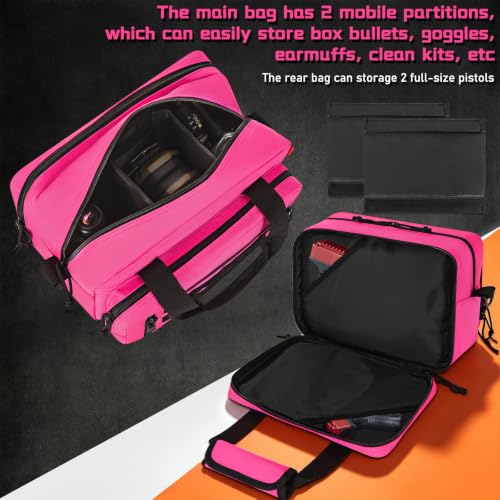 Image of Pistol Case, Gun Range Bags For 2 Pistols 6 Magazines Carrying Shooting Bag with Lockable Zipper for Shooting Range Outdoor Hunting