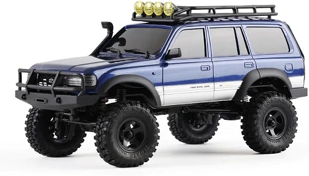 FMS 1/18 FCX18 RC Crawler Land Cruiser LC80 Toyota Officially Licensed, 4WD RTR RC Rock Truck with 2.4Ghz Transmission, Portal Axles, LED Lights for Adults Hobby Gifts Blue