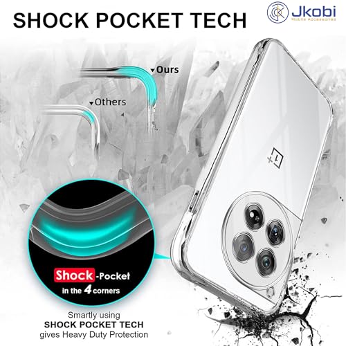 Image of Jkobi Back Case Cover for OnePlus 12 5G (Shockproof Case with Clear Silicone | Camera Protection | Soft and Flexible | Transparent)