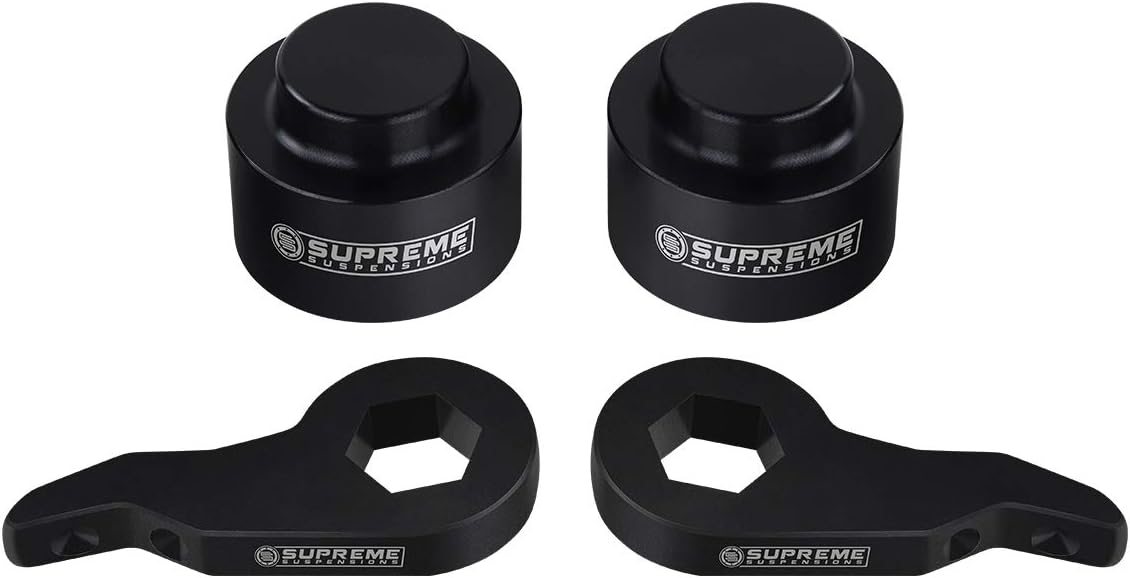 Supreme Suspensions - 3" Front + 1" Rear Lift Kit for 2000-2006 Avalanche, Tahoe, Suburban, Yukon 1500 - Adj. MAX-Torsion Keys and T6 Billet Aluminum Spring Spacers Lift Kit (Black)