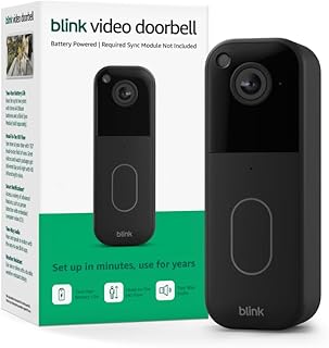 Blink Video Doorbell (newest model) – Head-to-toe HD view, two-year battery life, and simple setup. Required Sync Module not included – Add-On (Black)