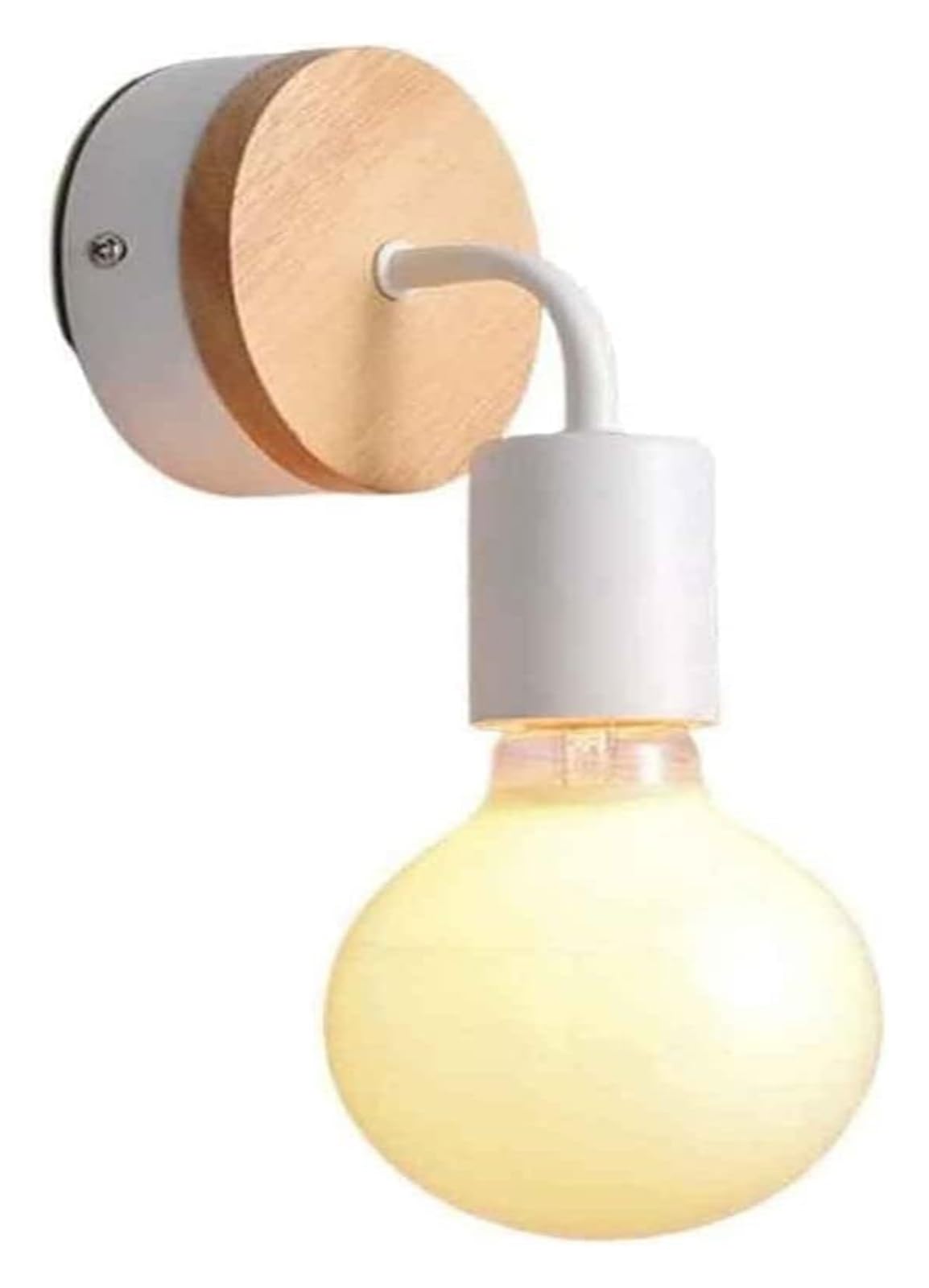 SYAXVOM Wall Lamp Bedroom Bedside Small Lamp, Aisle Corridor Dining Room Living Wrought Iron Elbow Lamps, Simple Light with Wood Chips/Black (Color : Blanc)