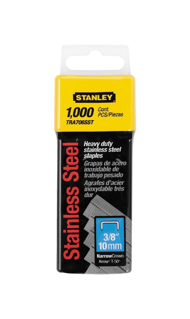 Stanley 3/8 in. L Stainless Steel Narrow Crown Heavy Duty Staples 20 Ga. 1000 pk