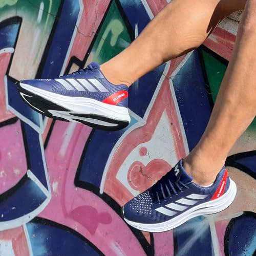 Tênis Masculino para Corrida Academia e Caminhada Leve Macio e Esportivo + Relogio Digital (Azul Mar