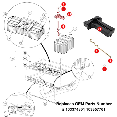 Roykaw Golf Cart 8V Battery Hold Down Plate With Rods Kit,Compatible With Club Car Precedent 2008.05-Up Electric Models, Replaces # 103374801, 103357701 #TOP5