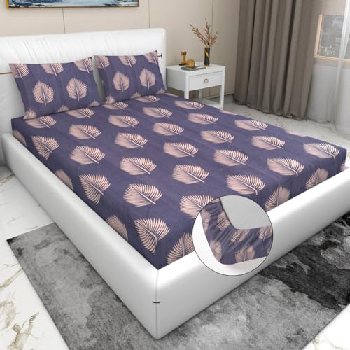 Image of RD TREND Waterproof Elastic Fitted Bedsheet, Queen Size 78x60x8 Inch, with 2 Waterproof Pillow Covers 18x28 Inch, Washable, Wrinkle Resistant Grey Tree