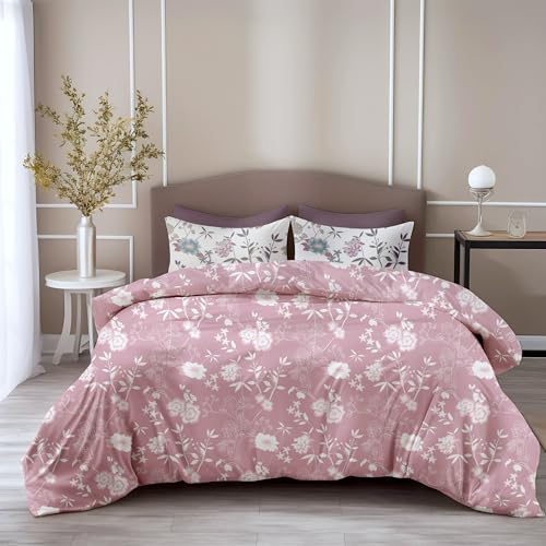 LORETO 100% Pure Cotton Bedsheet for King Size Bed, 144TC Soft & Breathable King Size Bed Sheet Cotton with 2 Pillow Covers