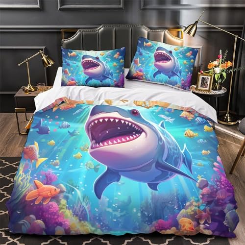 Housse de couette requin avec fermeture éclair pour lit super king - 4
