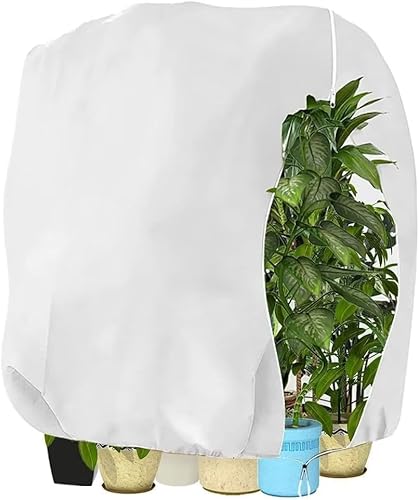 WEALSFUN Cappuccio Protezione Piante,Copertura Protezione Invernale PianteTelo Protezione Piante Sacco di Protezione Invernale per Piante in Inverno da Gelo Vento e Pioggia,120x140cm Bianco