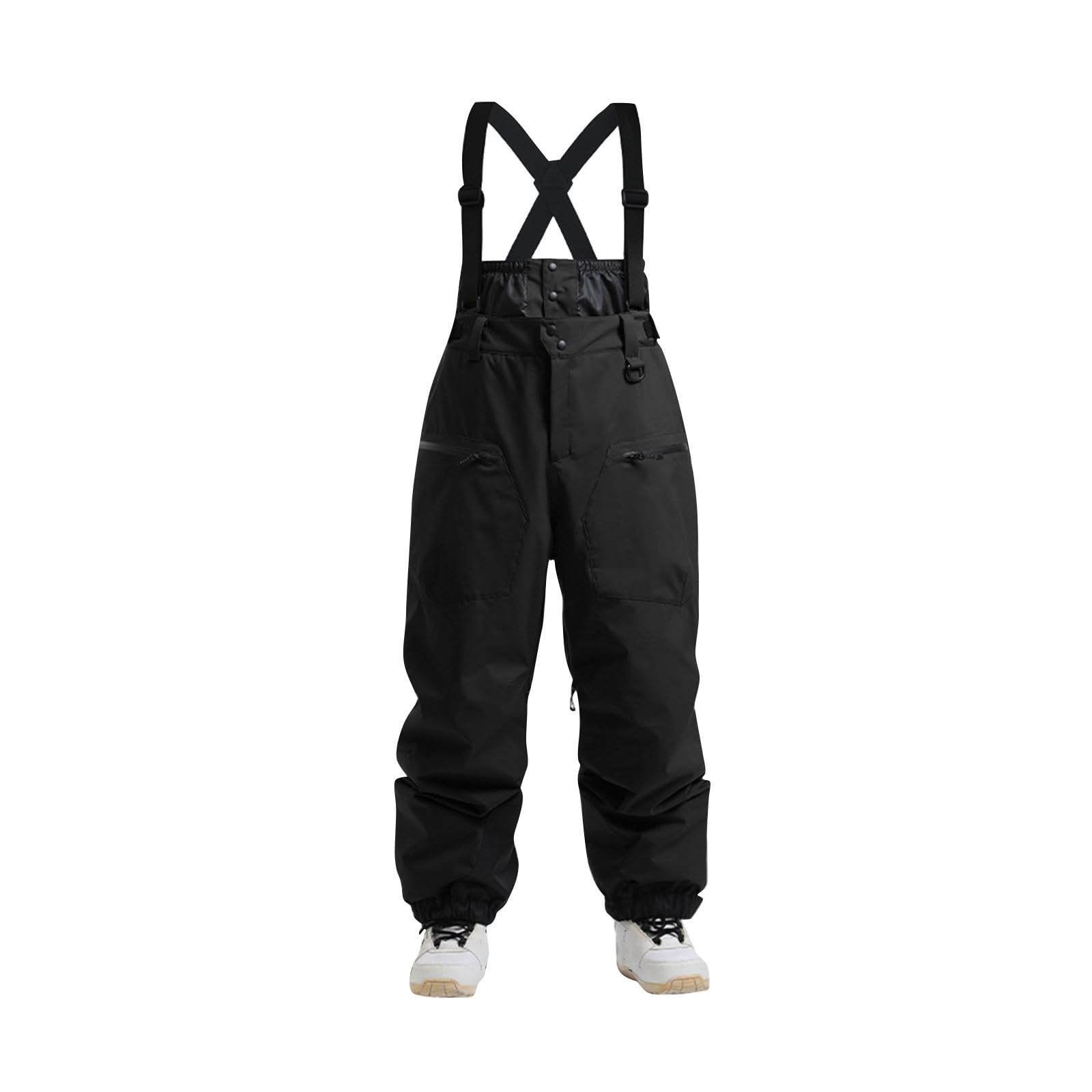 Generisch Skihose Herren Gefüttert mit Träger Baggy Schneehose Winter Warm Dicke Wasserdicht Snowboardhose Thermo Latzhose Herren Winterhose Warm Outdoorhose mit Hosenträger Ski Hosen für Männer