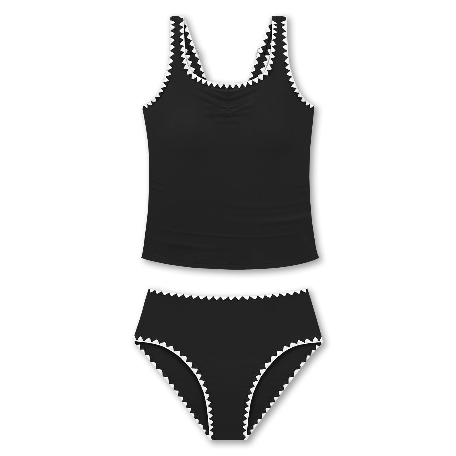 Maillot de bain tankini rembourré pour filles - Couleur unie - Maillot de bain pour enfants de 9 à 16 ans