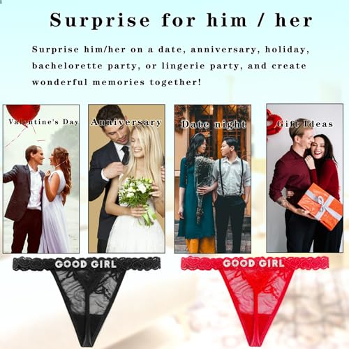 Image of Women's Personalized Thongs with Funny Rhinestone Letters, Custom Name Underwear Panties for Couples