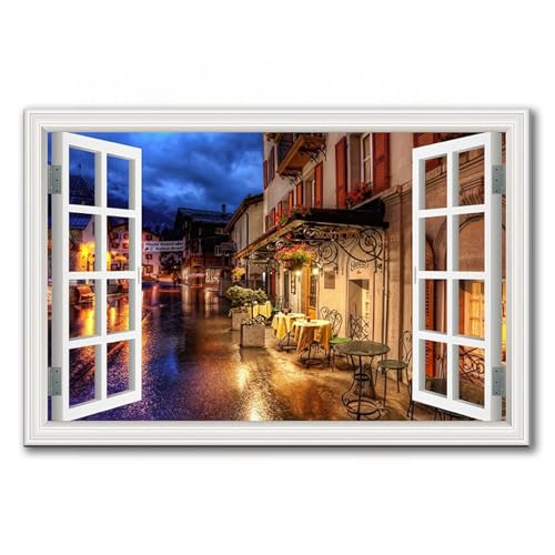 Tableau fenêtre ouverte LXURY grande affiche paysage urbain 70x105