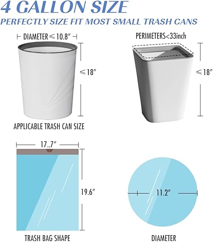 Miniatura 3 de JOYEUX Bolsas de basura pequeñas de 4 galones, bolsas de basura con cordón para baño y cocina, aroma a brisa junto a la playa, 60 unidades