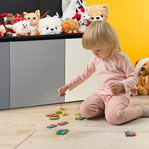 Large Toy Box Chest Collapsible Sturdy Storage Bins With Lid And Handles Toy Box Chest Storage Organizer For Playroom Bedroom (Gray Series, 40.6 X 16.5 X 14.2'') #TOP6