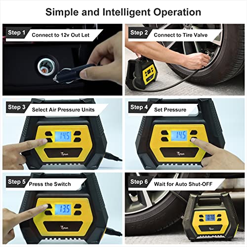 Tire Inflator Portable Air Compressor, Yyton Ac/Dc 2-In-1 Air Pump For Car Tires, 150Psi With Led Light And Auto Shut-Off For Cars, Balls, Motorcycles And Other Other Inflatables (With Portable Bag) #TOP5