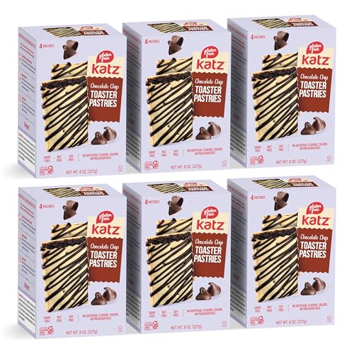 Image of Katz Gluten Free Chocolate Chip Toaster Pastries. Breakfast Foods Snacks. Free of Dairy, Peanuts, Tree Nuts, and Sesame, No Artificial Color. Kosher. 8oz (6pk)