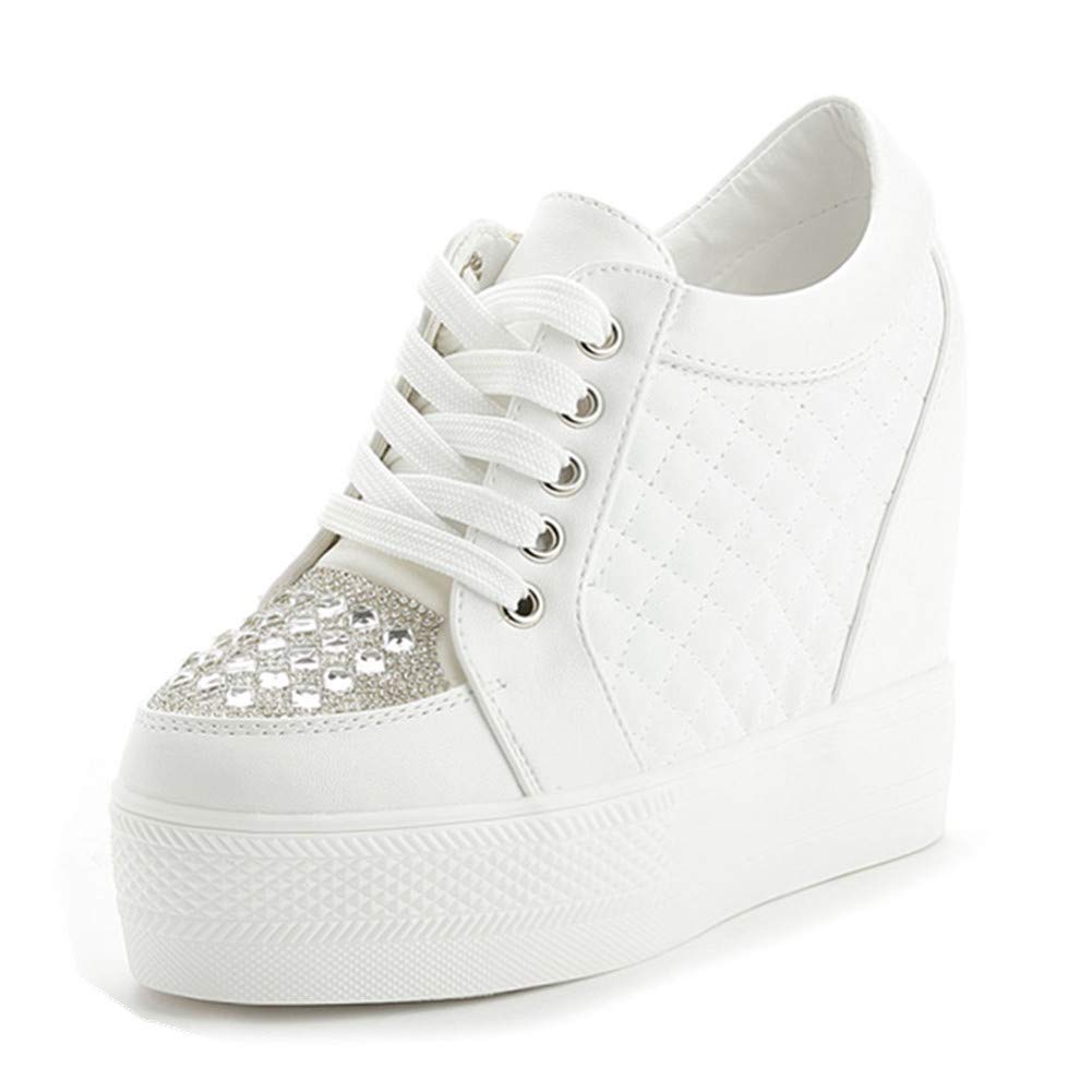ACE SHOCKWomen Wedges Sneakers with Hidden Heel Ankle High Platform Walking Shoes Fashion Bride Wedding Shoes