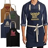 Personalized Father's Day Gifts from Daughter, Son - Custom Embroidered Canvas Apron for Men w/Name, Text - 4 Colors, 10 Fonts & 18 Threads - Grilling Gifts for Men, Best Dad Ever