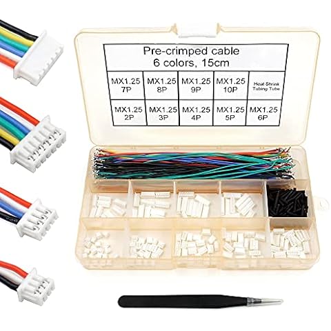 elechawk 1.25mm Pitch Connectors and Pre-Crimped Cables Compatible with JST Molex PicoBlade 1.25mm for Pixhawk Silicone 15cm Wire Cover