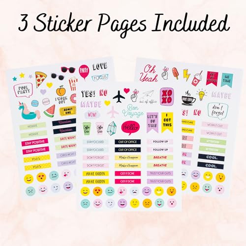 Votum 18-Month Day Large Planner, 2024-2025, Daily, Weekly & Monthly, January-June, Organized Chaos Black - Appointment Book with 3 Sticker Sheets, Twin-Ring Binding, Notes Pages - School & Work