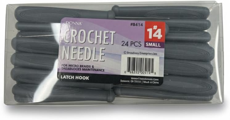 Donna Crochet Needle, 24 Pcs Latch Hook Tools for Micro Braids and Dreadlocks Maintenance (Purple, M)