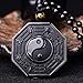 ASGIFT Natural Obsidian Yin Yang Necklace Black Gemstone Eight Diagrams Amulet Protection Pendant with Adjustable Bead Chain Chinese Feng Shui Ying Yang Necklaces Jewelry for Men Women