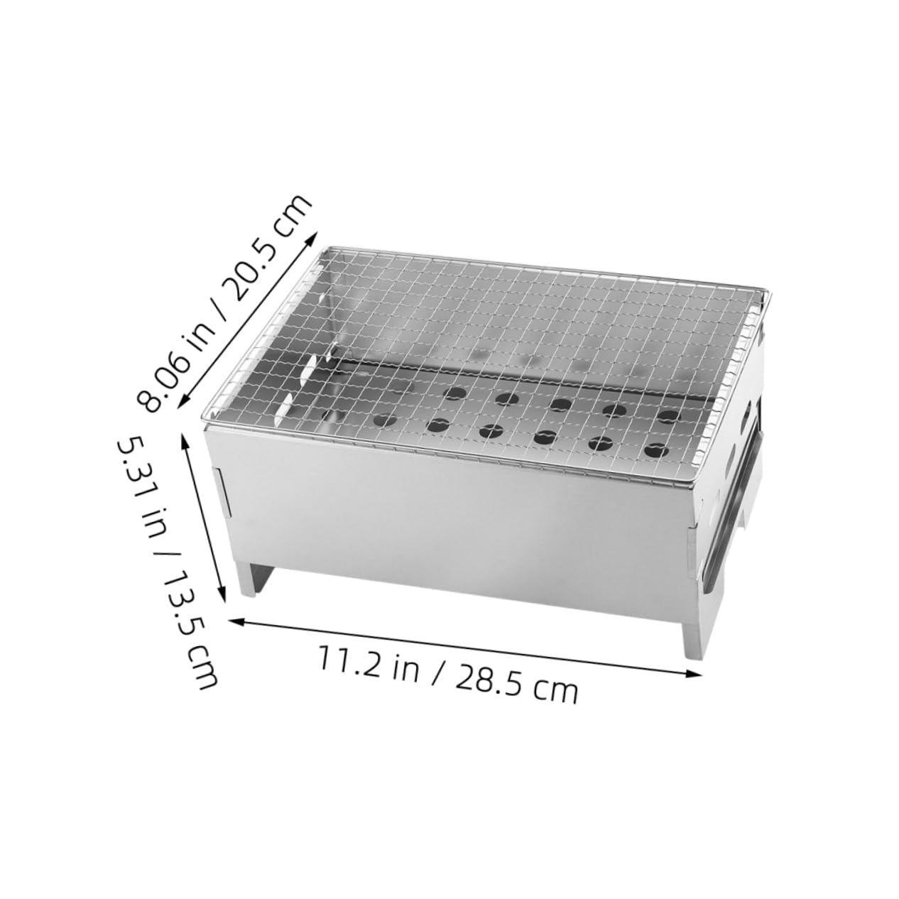 Tragbarer Holzkohlegrill aus Eisen nicht Verformbar und Leicht zu Verstauen für Camping und Outdoor Grillabende Kompakter Kleiner Grill