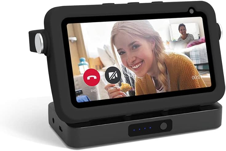 Battery Base for Show 5, Portable Alexa Speaker Holder, ES5 Rechargeable Docking Station Smart Display Charger with Carrying Case Black 10000mAh