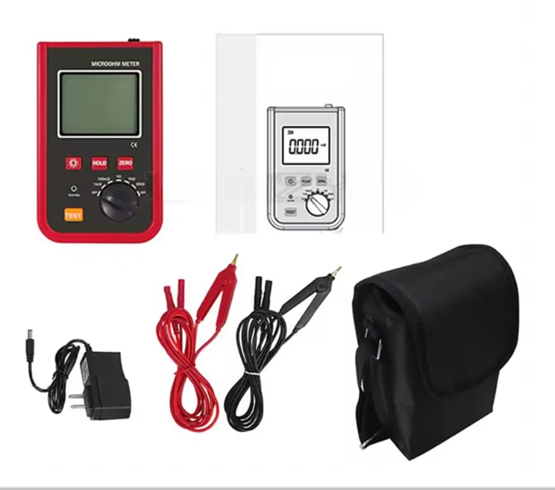 Micro Ohmmeter Low Ohm Meter Equipotential Bonding Resistance Tester with 1uΩ～200Ω Accuracy ±0.1% FS±10dgt Resolution 0.1Ω USB Interface for Transformer Windings Measuring