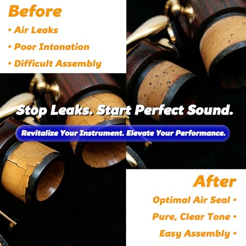 Nan Yante Clarinet Cork Replacement Kit | 3 PCS /37x90mm Corks, Cork Grease, Glue, Knife, 2x Sandpaper, Rope | Complete Maintenance & Repair Set