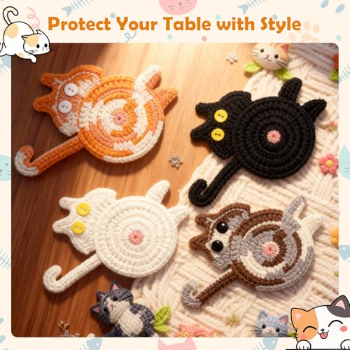 Coasters Set of 4,Stocking Stuffers for Women,Cute Coffee Coaster for Home Decor Tabletop Protection Suitable for Kinds Cups,Birthday Gifts for Women,Mom,Her,Friends, Coworkers, Wife, Daughter, Sister #1