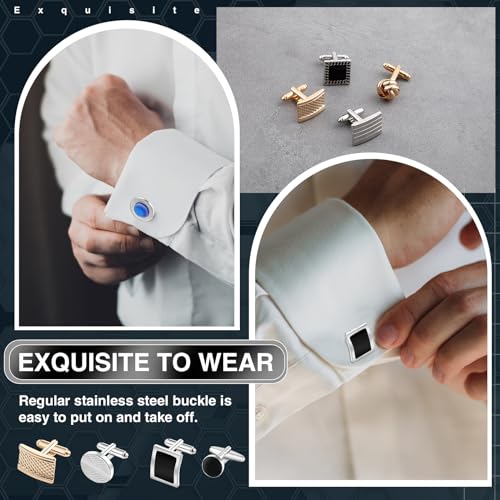 18 Pairs Cuff Links with Display Jewelry Case Men's Tuxedo Cuff Links Classic with Jewelry Gift Box Holder Box for Tuxedo Studs Shirt Wedding Party Business Gift3