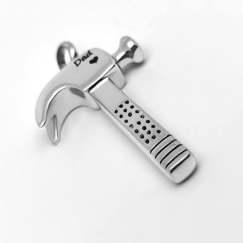 Miniatura 3 de YSAHan Collar de urna de cremación en forma de martillo, colgante conmemorativo de cenizas, medallón de acero inoxidable, joyería de recuerdo para