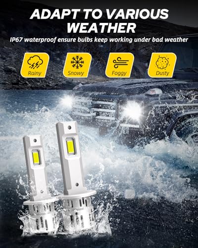 Image of AUTOONE H1 LED Bulb, 800% Brighter, 5 Min Quick Install, 20 Years Lifespan, No Flicker, 99% Compatibility, Pack of 2