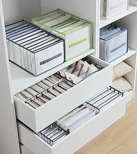 4Pcs Extra Large 7 Compartments Wardrobe Clothes Organizer,Closet Organizers For Jeans,Pant,Sweater - Drawer Organizers For Clothing,Clothes Drawer Organizer Dividers For Folded Clothes #TOP4