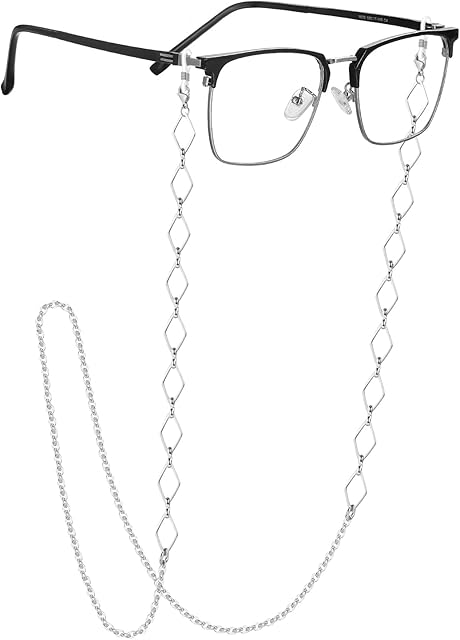 EPIRORA Glasses Chain for Women Men - Sunglasses Strap Face Mask Holder Lanyard Rhombus Link Chain Necklace, Anti-lost String for Glasses Retainer