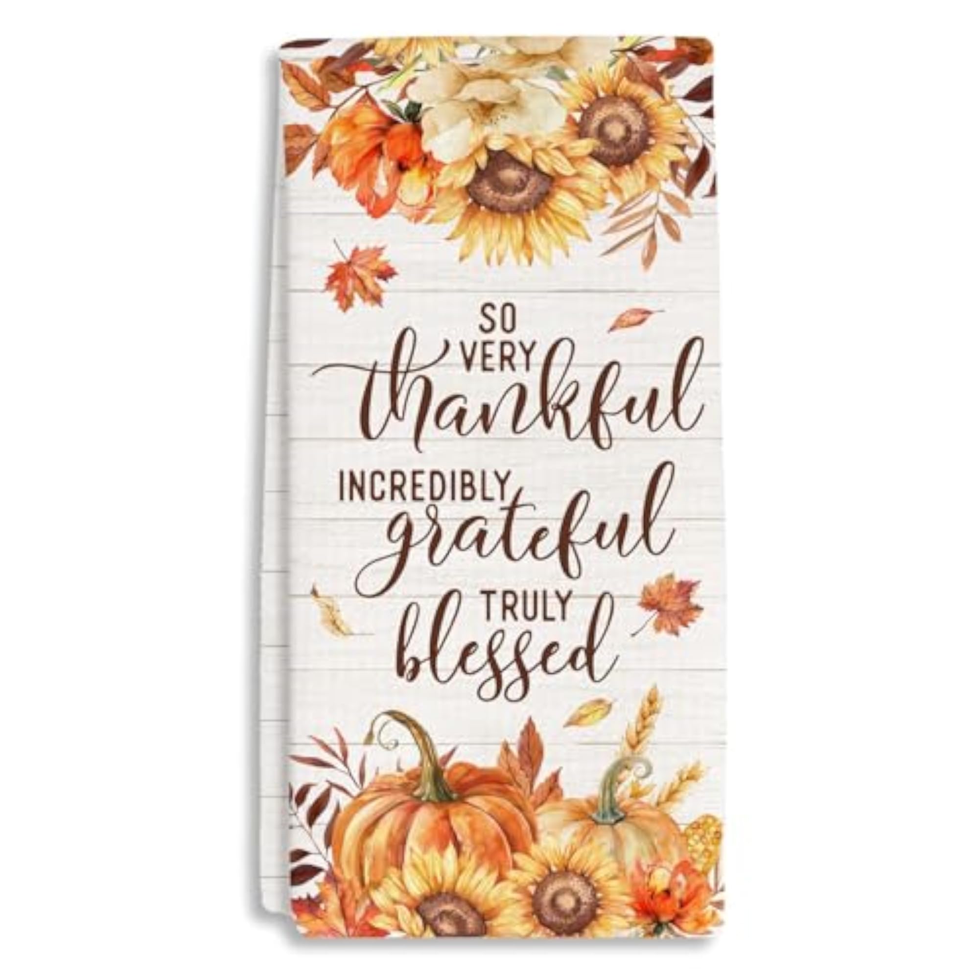 Thanksgiving Sunflower Pumpkin Kitchen Towels, Holiday Decor